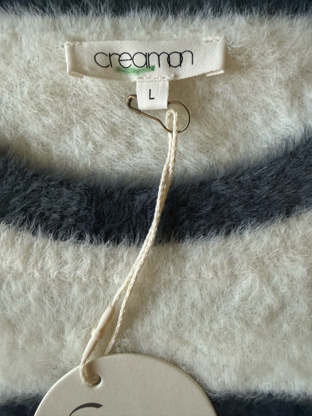 Women's Cream Number 19 Fuzzy Crewneck Sweater - Picture 4 of 5